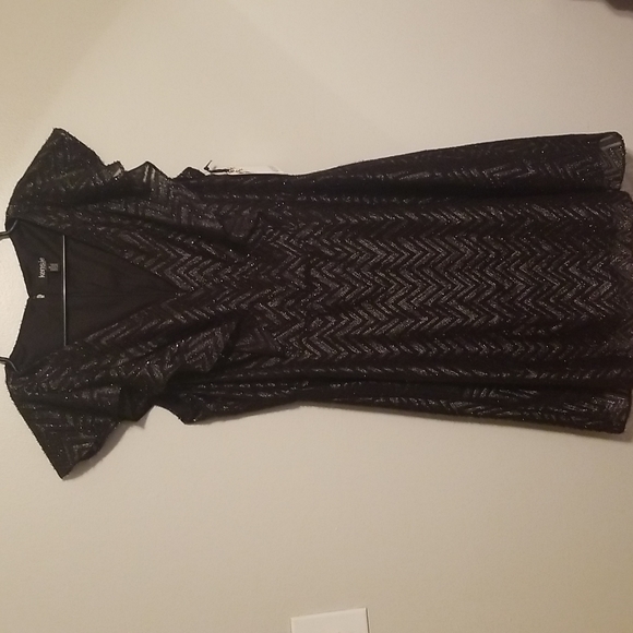 NWT Kensie Black Flutter Chevron Fit and Flare Cocktail Dress Size 8 - Picture 1 of 8